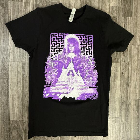 Labyrinth David Bowie Rock Me Movie Graphic Tee Black Purple Design - Picture 1 of 7